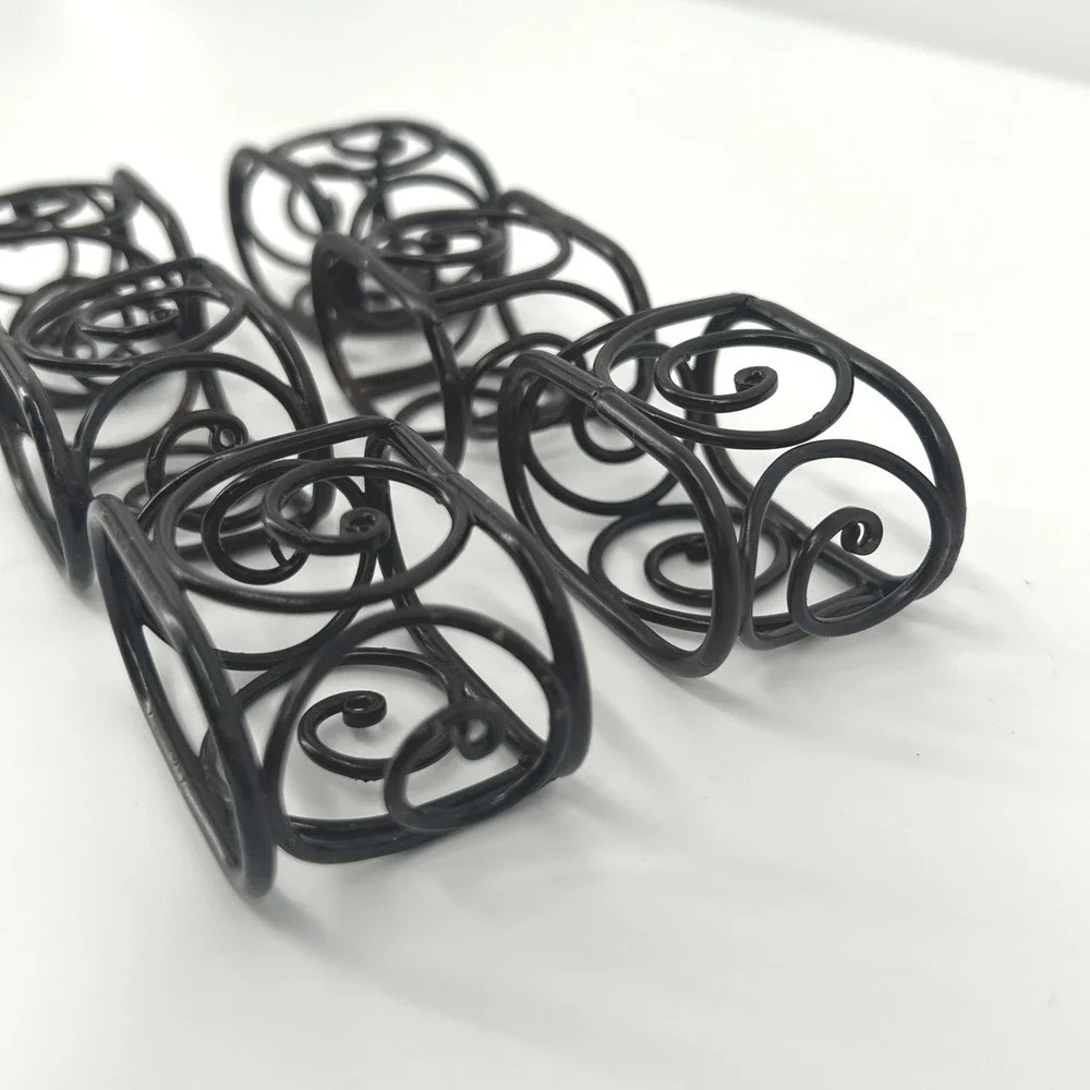 Wire Scroll Metal Napkin Rings Black Set of 6 Vintage Table Decor Pier 1 Imports